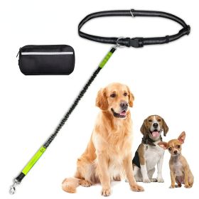 Hands Free Dog Leash with Zipper Pouch; Dual Padded Handles and Durable Bungee for Walking; Jogging and Running Your Dog (colour: Rose red suit, Specification (L * W): 2.5*122CM)